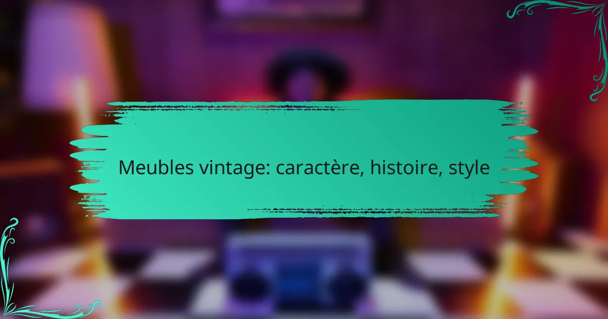 Meubles vintage: caractère, histoire, style