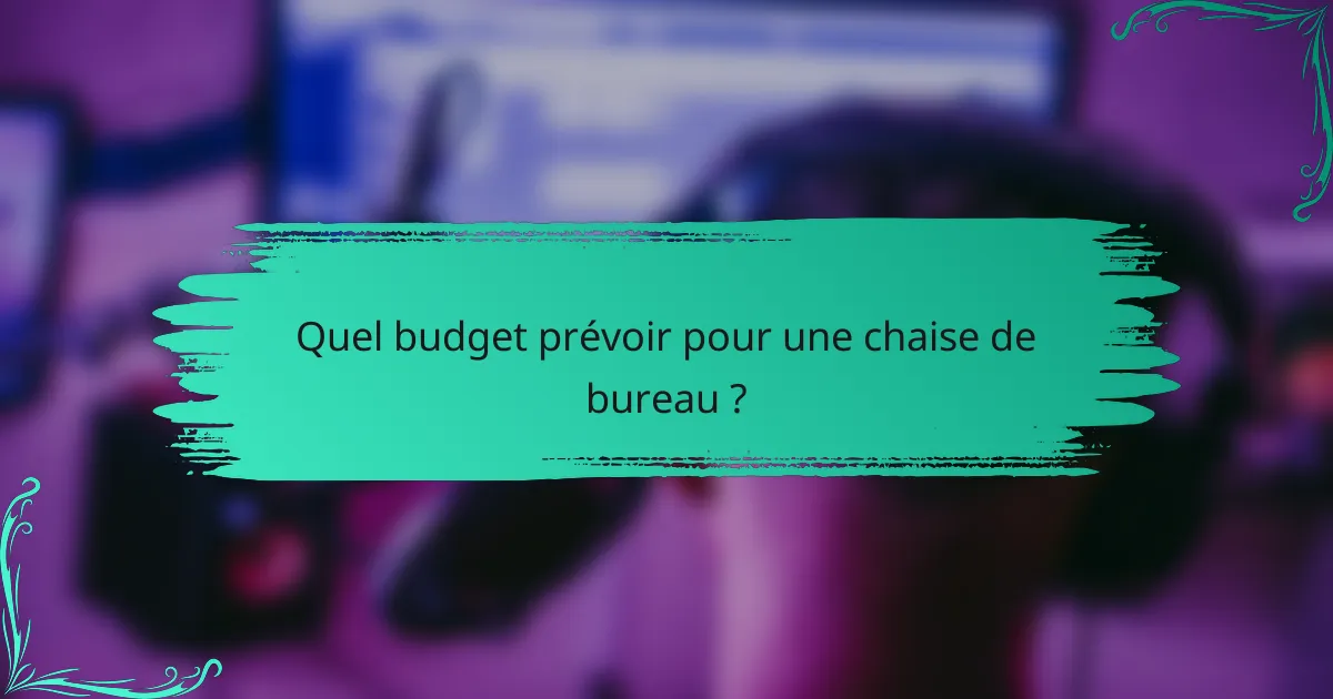 Quel budget prévoir pour une chaise de bureau ?