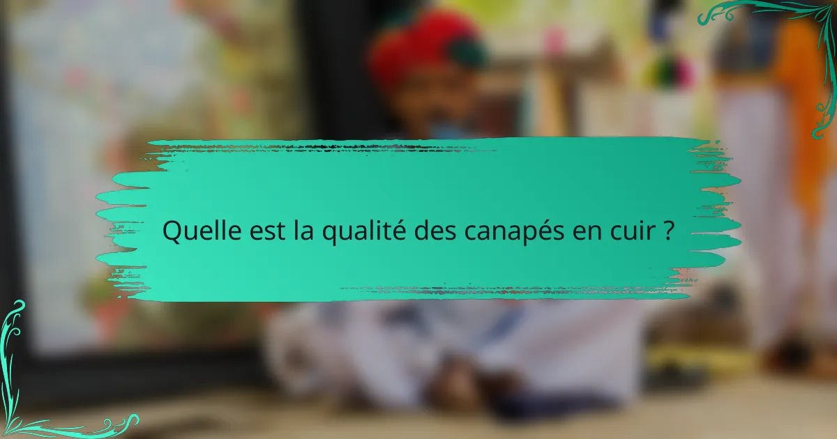 Quelle est la qualité des canapés en cuir ?