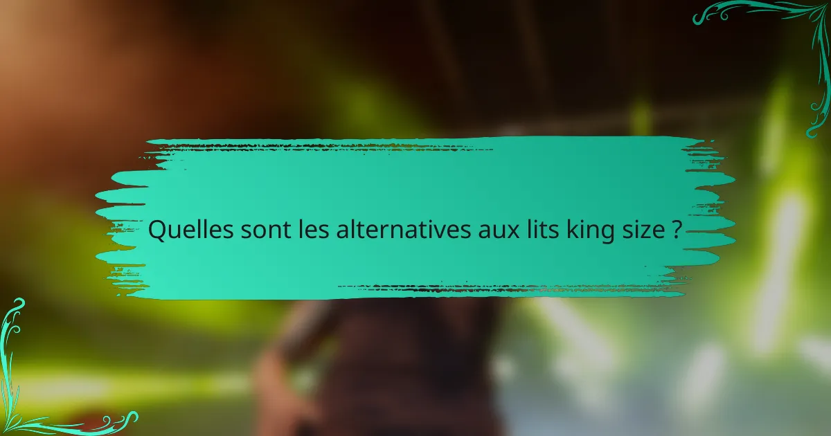 Quelles sont les alternatives aux lits king size ?