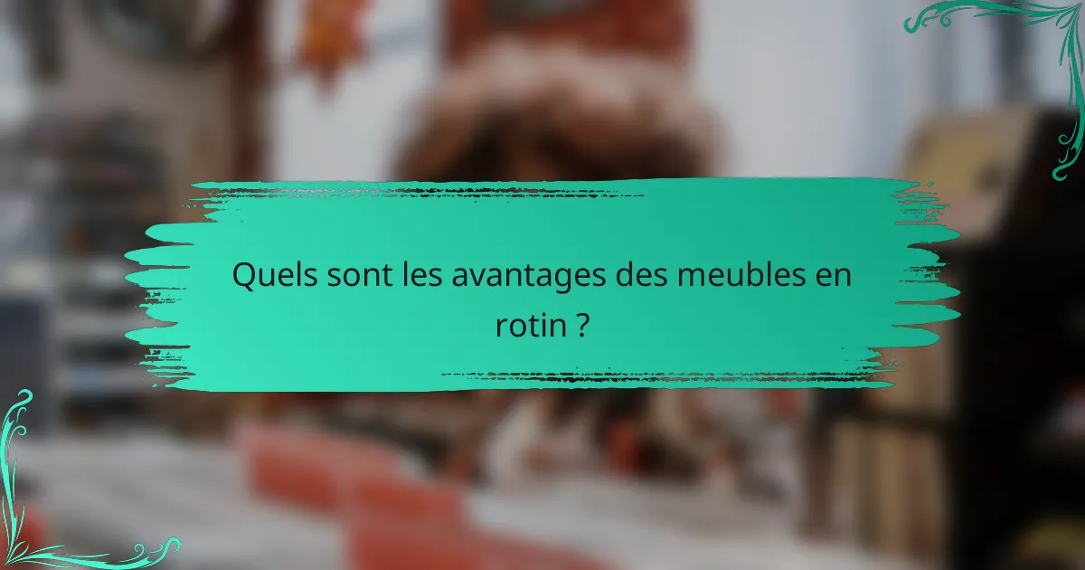 Quels sont les avantages des meubles en rotin ?
