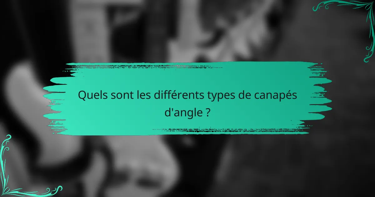 Quels sont les différents types de canapés d'angle ?